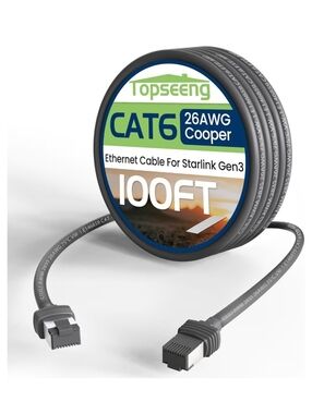 100FT Starlink Gen 3 Cable Replacement Waterproof CAT6 Ethernet for V3